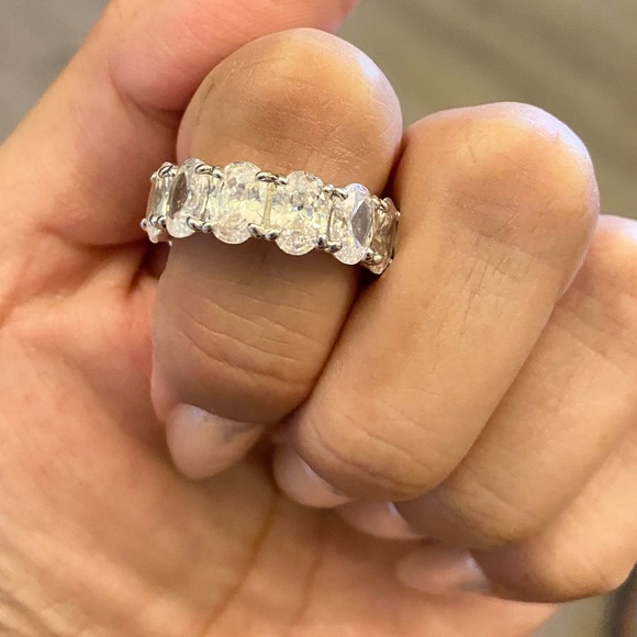 Oval Cubic Zirconia Eternity Ring - Picture 4 of 15
